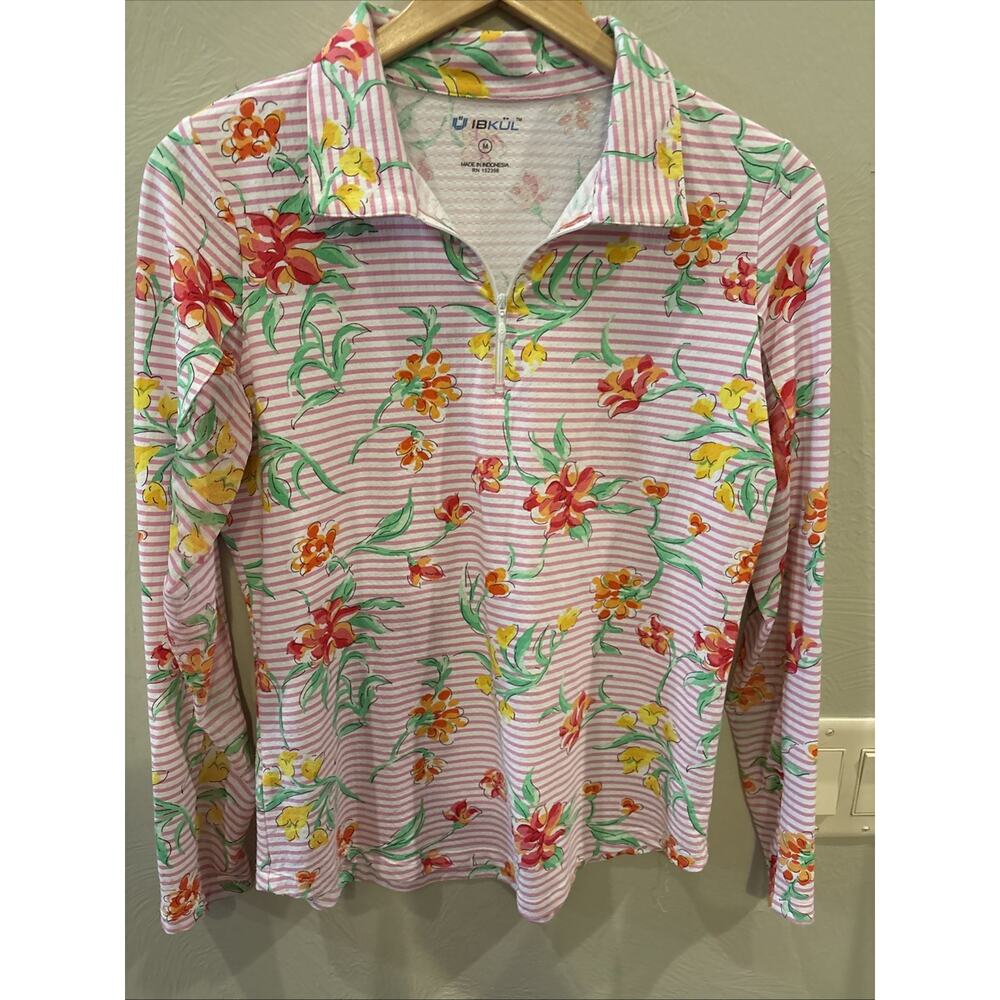IBKUL Colorful Short Sleeve 1/4 Zip Golf Tennis Pickleball Top UPF Women’s‎ M